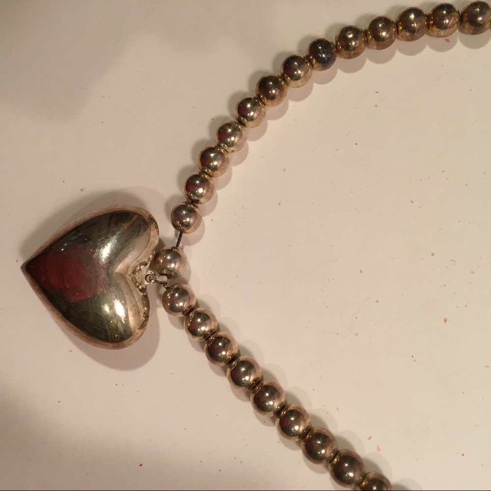 Large Silver Heart With A String Of Silver Balls … - image 7
